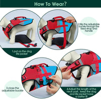 Kuoser Dog Life Jacket with Rescue Handle - Xx-large (Chest Girth:30.7-38.5'') / Red & Navy - image 2