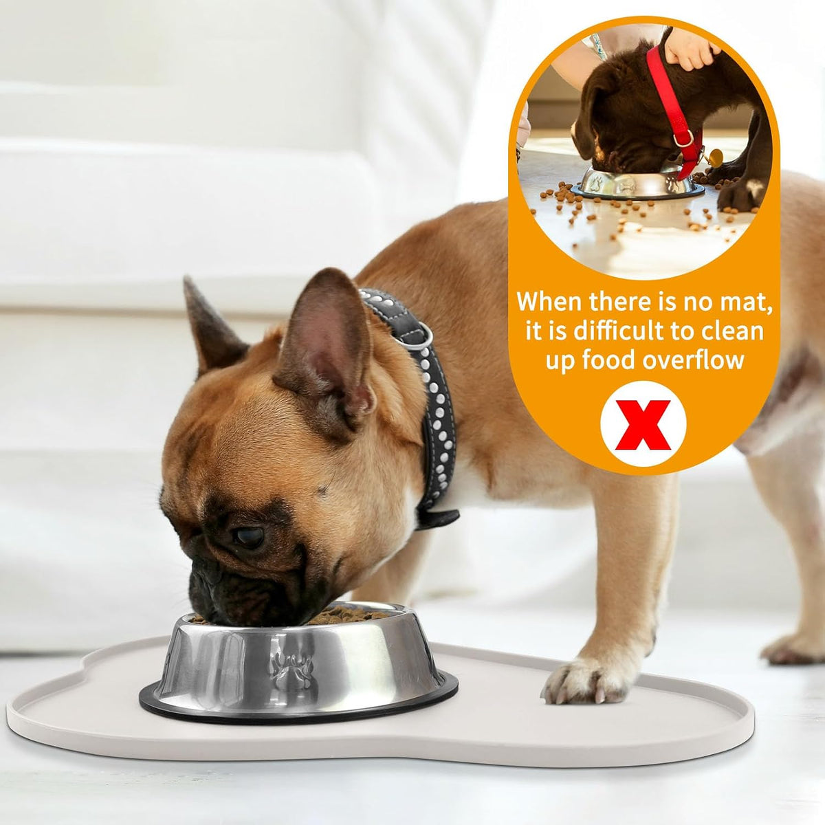 Silicone Pet Placemat for Dogs and Cats - 18.8"L x 11.7"W / Cream - image 3