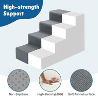 Dog Stairs for Bed, Extra Wide 4-Step Dog Steps for High Bed - Grey / 4 Steps - image 2