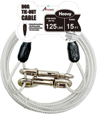 30ft Reflective Tie-Out Cable for Heavy Dogs Up to – Essentials for Dogs - 125lbs15ft / Black & Silver
