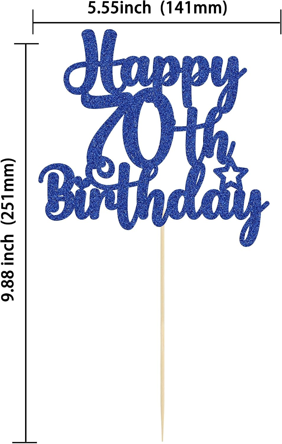 Gyufise 1Pc Happy 80th Birthday Cake Topper Glitter Cheers to 80 - 70th / Blue - image 2