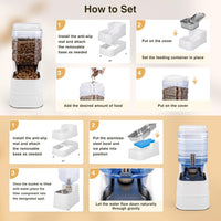 2 Pack Automatic Cat Feeder and Water Dispenser 1.3 Gallon Dog - White - image 4