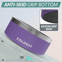 Coldest Dog Bowl - Anti Rust Metal, Non Slip, 3 Layers Insulated Stainless Steel Dog Bowls - Spill Proof & Heavy Duty - Water Bowl for Dogs, Cats & Pets, Dish Washer Safe (100 oz, Galaxy Purple)