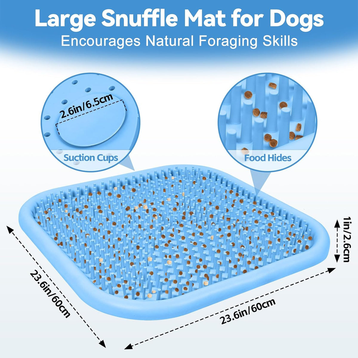 Silicone Snuffle Mat for Dogs 23.6"x 15.7" Large Slow Feeder Mat - Blue:23.6"x23.6" - image 2