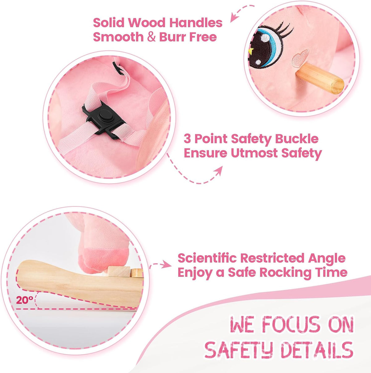 FUNLIO Unicorn Baby Rocking Horse - Beautiful Pink Unicorn - image 4