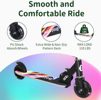 BELEEV V2 Scooters for kids Light-Up Wheels & Stem & Deck - Black Rainbow - image 4