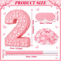 Feifeiya pink bow piñata with pink and white bat, eye masks and confetti - view 23
