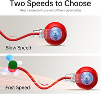 Interactive Cat Toys for Indoor Cats - Kitten Toy with Speedy Tail 2.0, Automatic Cat Toys for Bored Indoor Adult Cats, Motion-Activated, 2025 New Upgraded, USB Rechargeable (Red)