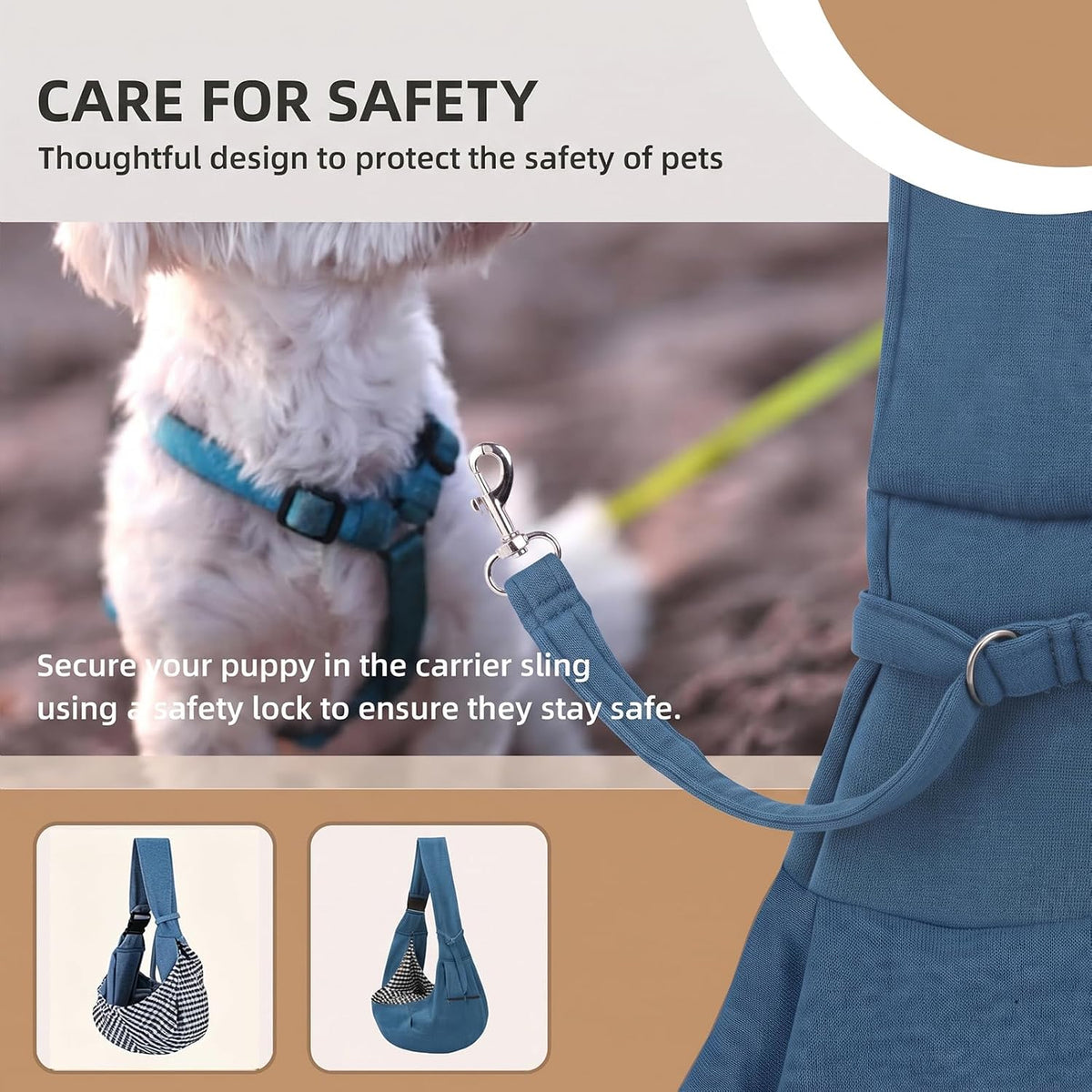 Adjustable Dog Sling Carrier with Pocket - Blue - image 4