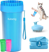 Dog Paw Cleaner Cup with Detachable Top Brush for Large & XL Dogs – Essentials for Dogs - Large(3Towels&Brush) / Blue