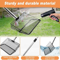 10inch Chicken Poop Scooper, Chicken Coop Scoop for Poop, 4 Sections Extended with 22 to 77inch Stainless Steel Adjustable Handle, Litter Scooper Sifting Shovel