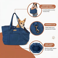Plush Dog Purse Carrier for Small Dogs, Soft Tote, Black – Essentials for Dogs - Plush Dark Blue - image 4