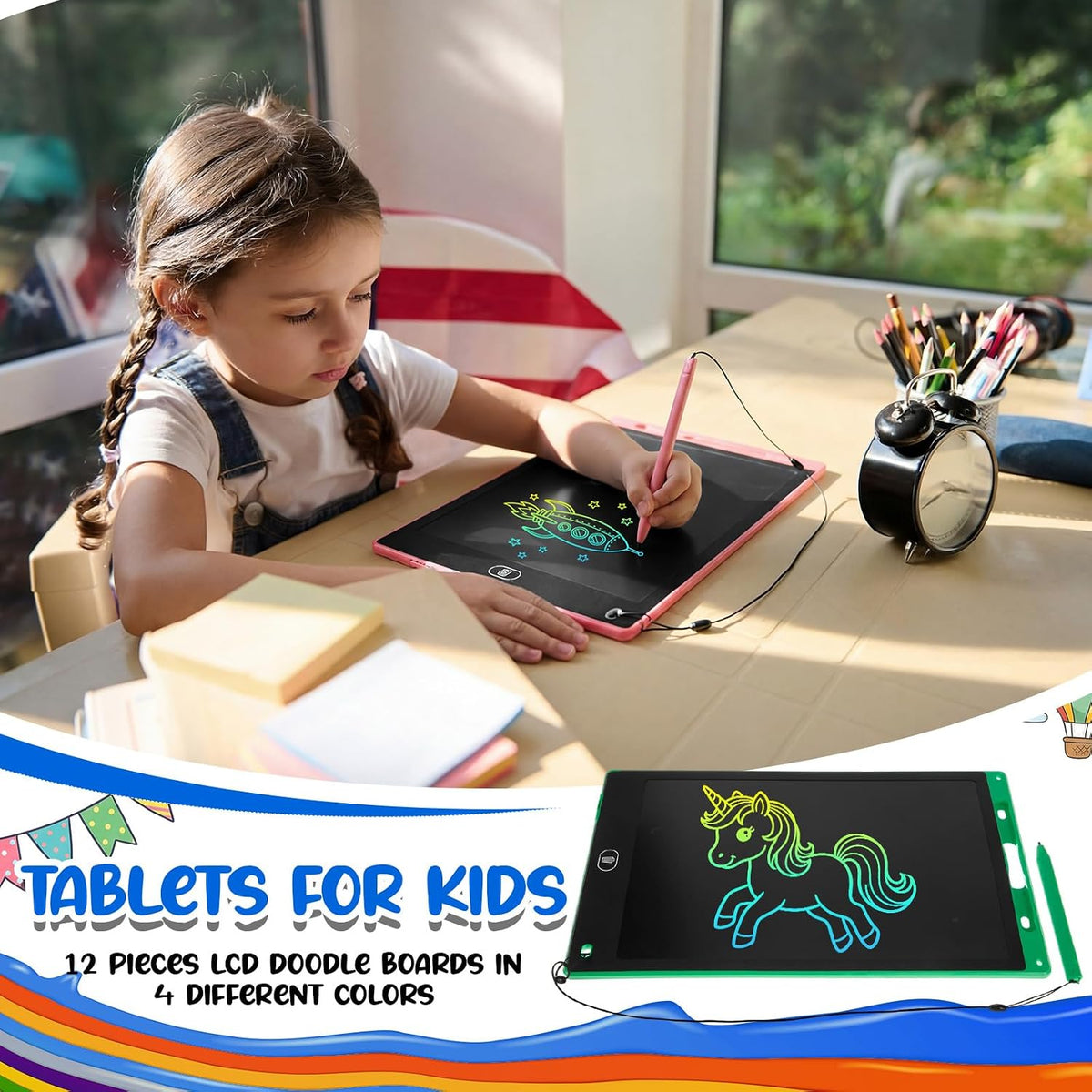 Tinlade 12 Pack LCD Writing Tablet for Kids - Pink, Green, Red, Blue / 12 Inch - image 4