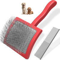 2PCS Slicker Brush for Dogs & Pet Comb - Red / Large