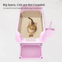 RIZZARI Large Stainless Steel Cat Litter Box: Open Top Leak-Proof Large Cat Pan - Odor Control for Indoor Multi-Cat Homes (Light Pink, 23.8" L*16" W*12" H)