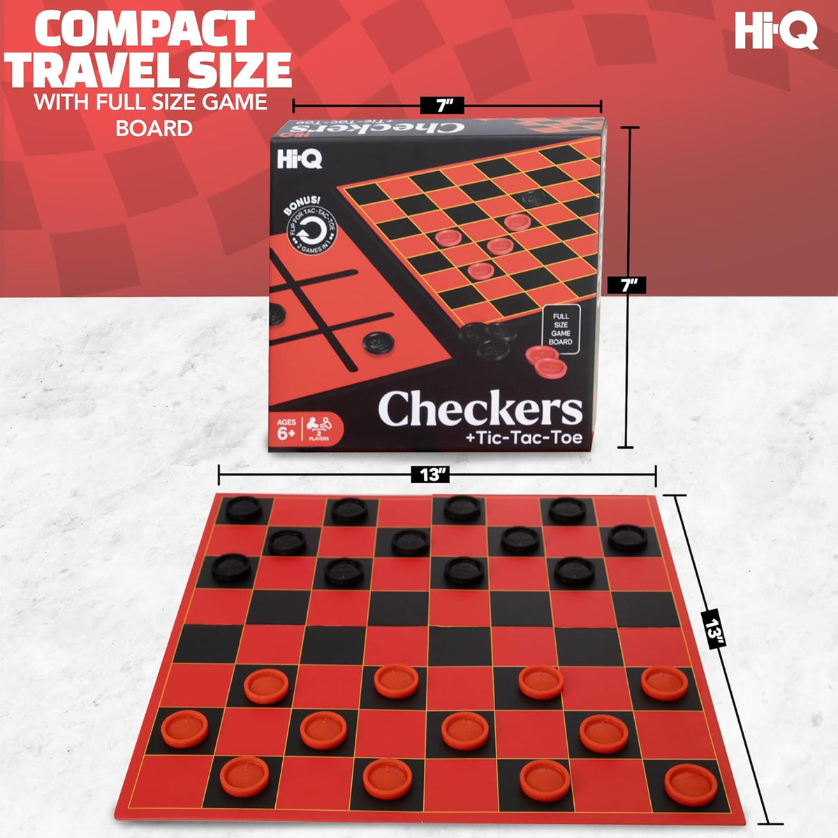 HI-Q Checkers & Tic-Tac-Toe Board Game Set - Checkers +Tic, Toc, Toe / 1-Pack - image 4