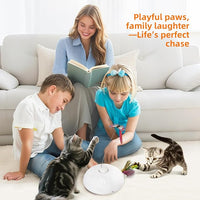 Cat Toy 3in1 Automatic Interactive Wand Toy for Indoor Cats,Moving Butterfly&Glowing Feathers Speedy Tail,Rechargeable Cat Enrichment Toys for Kittens