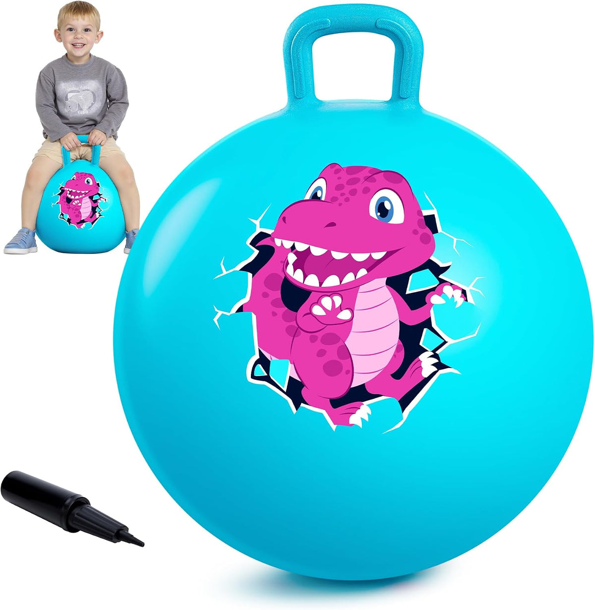 EVERICH TOY 18 inch hopper ball for kids with handle, purple pink clouds - view 6