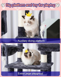 Cat Tree, Cat Tower for Large Cats with 2 Big Platforms, 2 Baskets, condo and Toys, 63" Cat Scratching Posts for Indoor Cats, Smoky Gray GCT020G