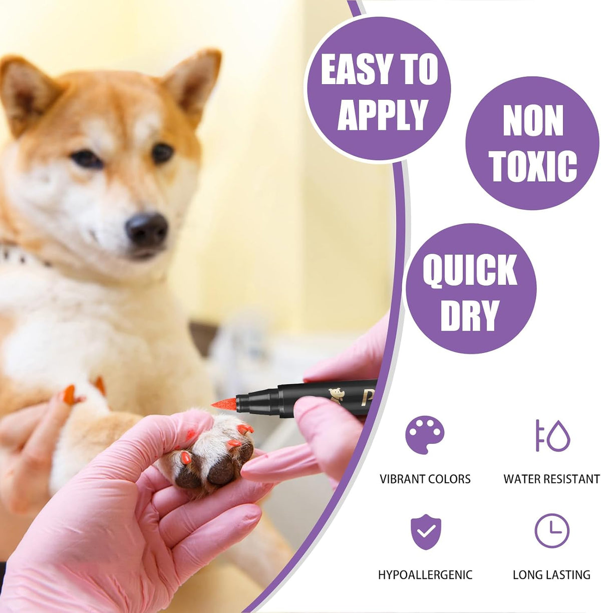 9 Colors Dog Nail Polish Pens Quick Dry, Dog Safe Nail Polish - 15 Pcs - image 2