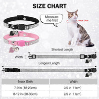 Rhinestone Cat Collar Breakaway, Bling Sparkly Diamond - Pink + Black / 7"-9" For Cats - image 4