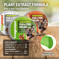 EcoVenger Flea & Tick Collar Repellent 2-Pack Green, Fits Both Dogs & Cats, Built-in Pant-Based Formula Strong Repellency Slow Release, Lasting Deterrence and Protection, Pleasant Aroma, Waterproof