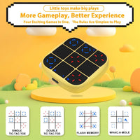 Tic-Tac-Toe Bolt Game, 4-in-1 Handheld Puzzle Games Console, Electronic Tic-Tac-Toe Game - Yellow / L(Rechargeable) - image 2