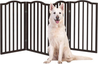 Pet Gate, 3-Panel Indoor Foldable Dog Fence for Stairs, Hallways - Brown / 4 Panel