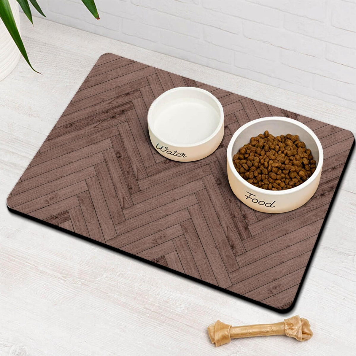 Dog Food Mats for Floors Absorbent, Pet Cat Food Mat - L(17"×30") / 01-Brown