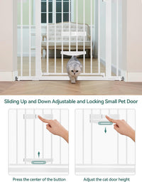Babelio 36" Tall Pet Gate with Cat Door, CatPrivilege II, 29-40" - White / 29-40" Wide, 30" Tall - image 3
