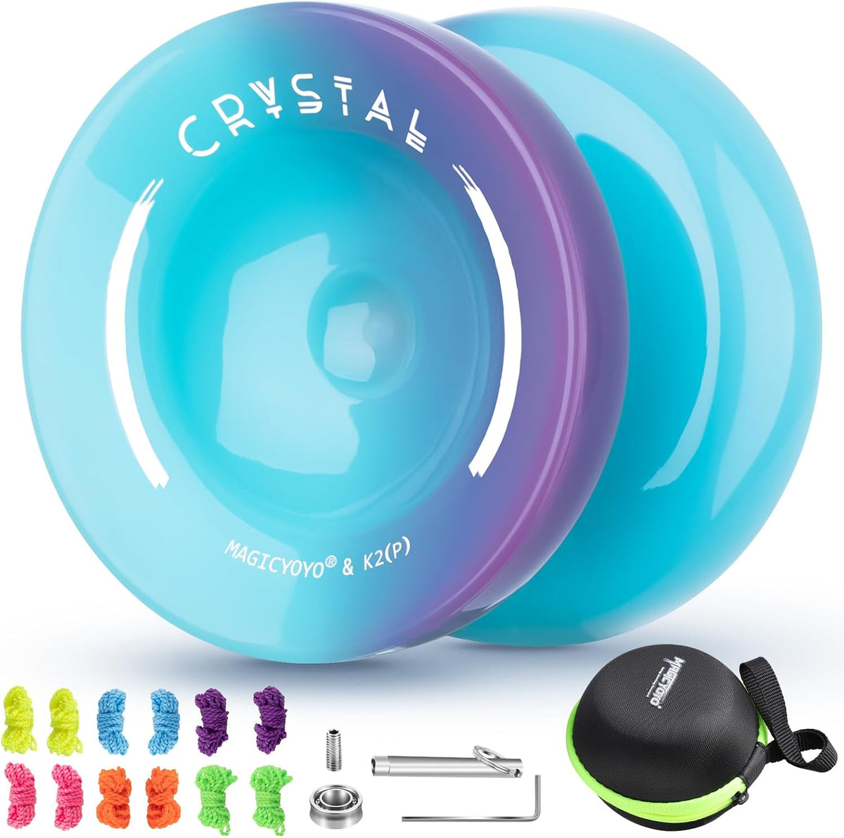 K2 Crystal Responsive Yoyo for Kids，Professional Yo-yo for Beginners – Fun for Kids & Family - Blue Purple