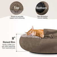 JOEJOY Small Dog Bed Cat Bed with Hooded Blanket - S(23" x 23" x 7") / Dark Brown - image 3