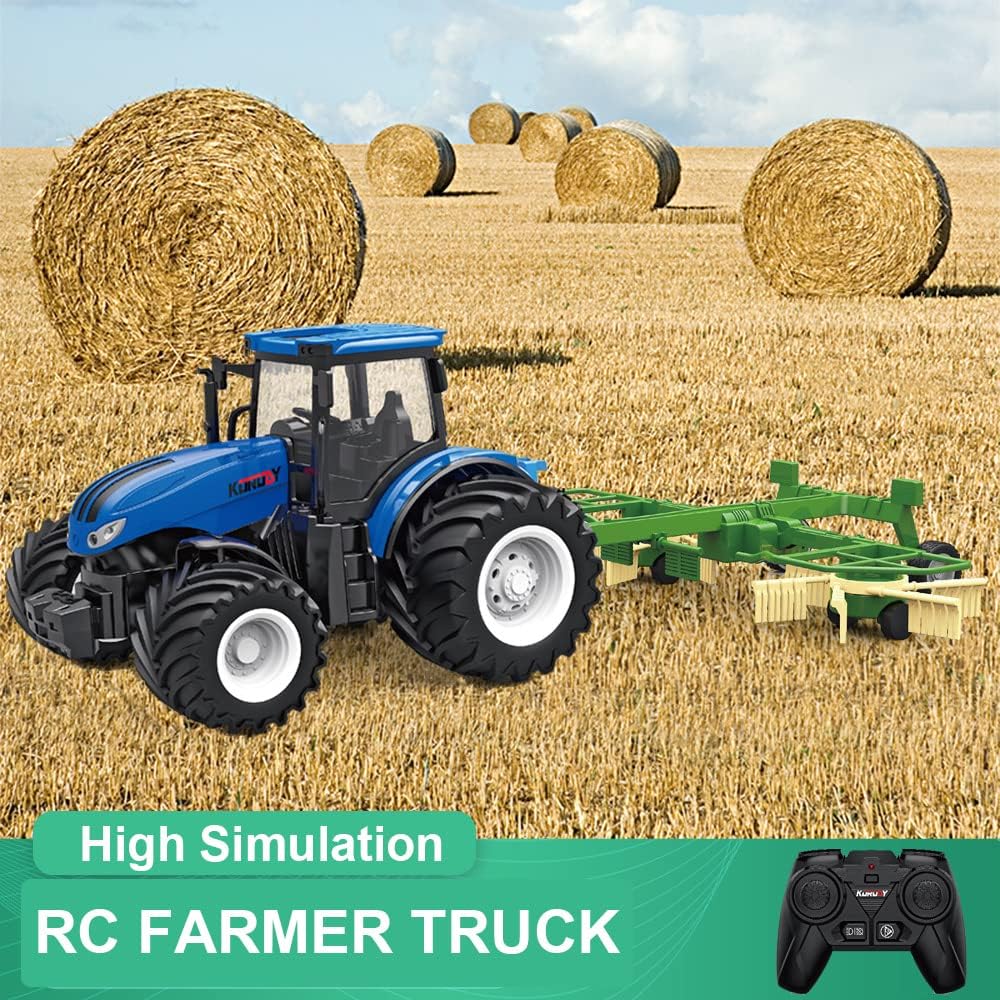 KNACKTOYZ remote control farm tractor with dual rotary swath windrower, 1/24 scale - view 2