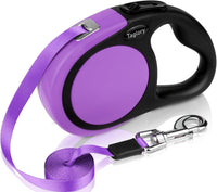 Taglory Retractable Dog Leash, One-Handed Brake, Up to 44 lbs - Purple / Large