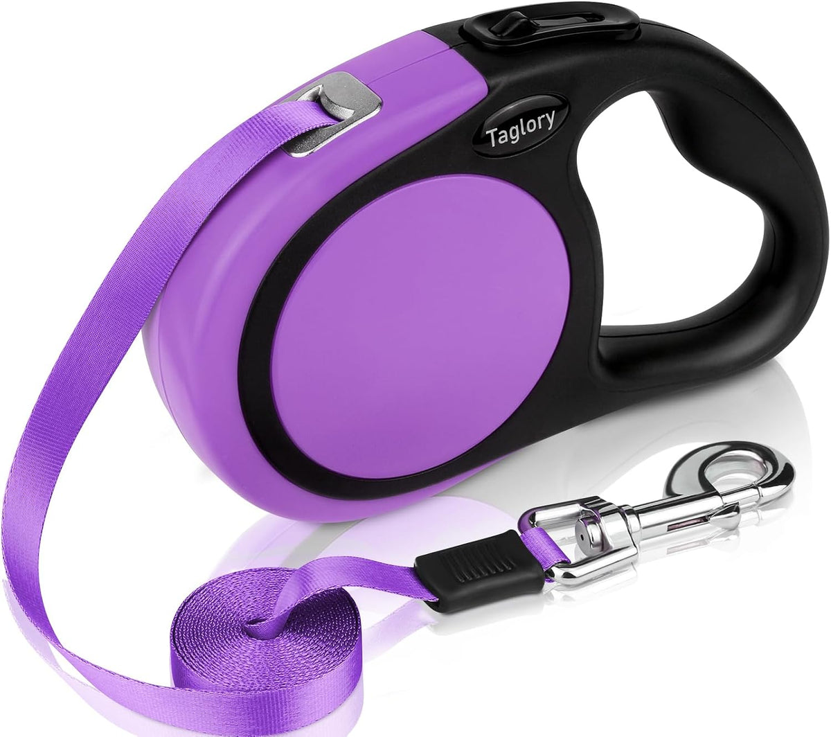 Taglory Retractable Dog Leash, One-Handed Brake, Up to 44 lbs - Purple / Large
