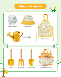 Grenebo 8-Piece Kids Gardening Set with Garden Tools for Kids - E-yellow - image 2