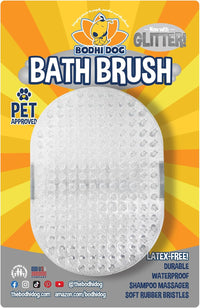 Bodhi Dog Shampoo Brush - Pet Grooming & Bath Supplies for Dogs and Cats - Bath Brush for Long - 1 Pack / Clear Silver Glitter