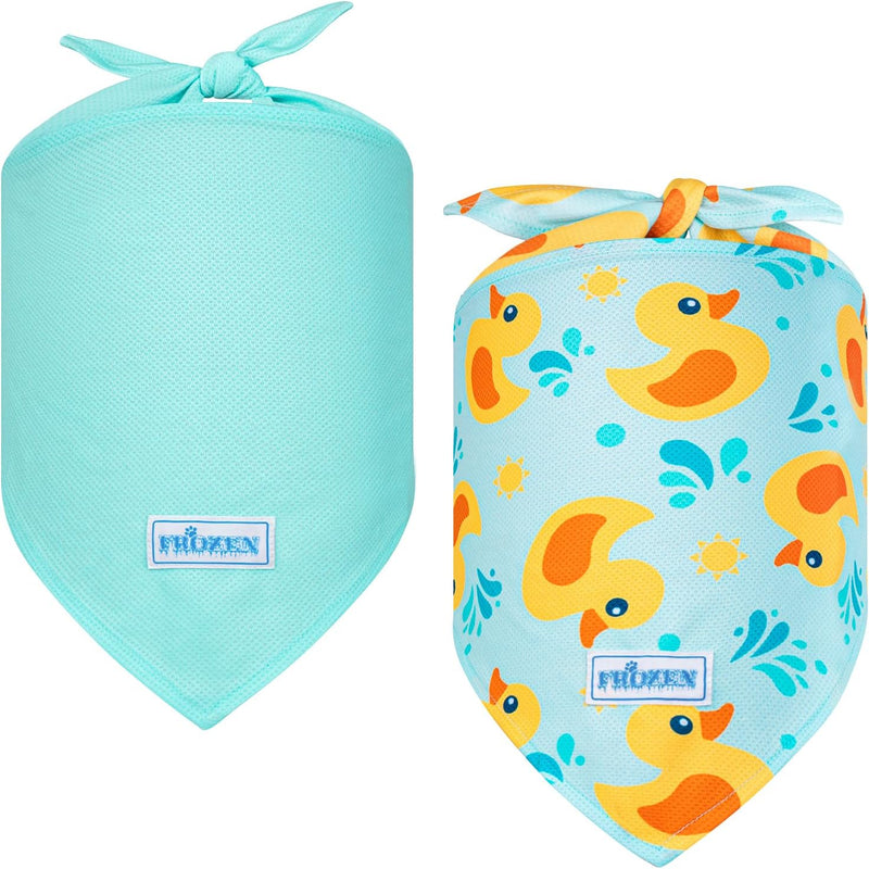 KYEESE 2Pack Dog Cooling Bandana Dog Scarf for Small Medium Large Dogs – Essentials for Dogs - 20 inches / Duck+Blue