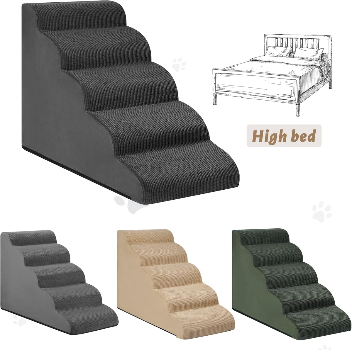 Dog Stairs for Small Dogs and Cats - Black / 5 / Standard 5-Step 22.2"H - image 4