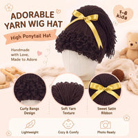 Halloween Cabbage Costume Yarn Wig - Dark Brown 2 / High Ponytail - image 3
