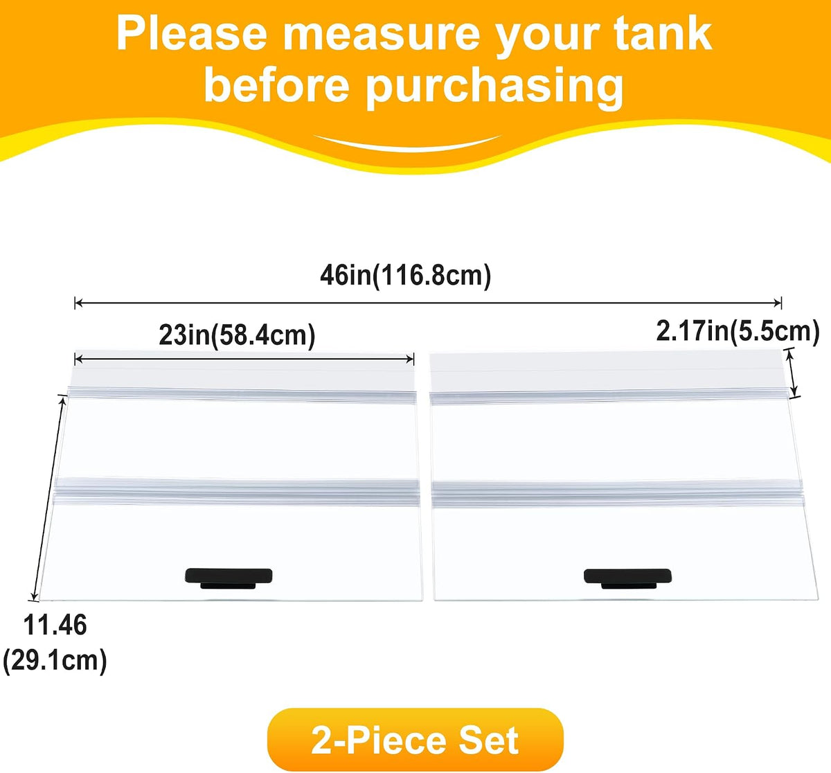 29.21x11.69 x0.16in Clear Tempered Glass Canopy – Essentials for Fish - 2PCS-23x11.46in - image 2