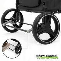 Magshion Pet Stroller for Medium Dogs w/Adjustable Handle, 3-Wheel Dog Cat Wagon w/Dual Entry, Rear Storage, Breathable Mesh, One-Foot Brake, Ideal for Large Pets up to 55 lbs, Black