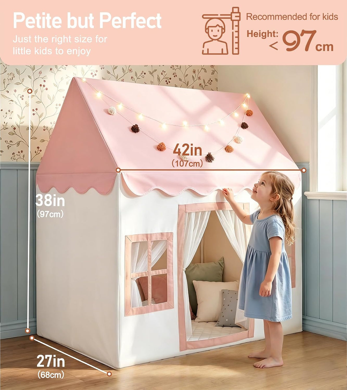 Little Dove Kids Play Tent with Mat - Pink Play Tent / Medium Size - image 2