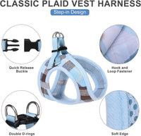 EXPAWLORER Plaid Small Dog Harness and Leash Set with AirTag Holder - Blue / X-Small - image 2