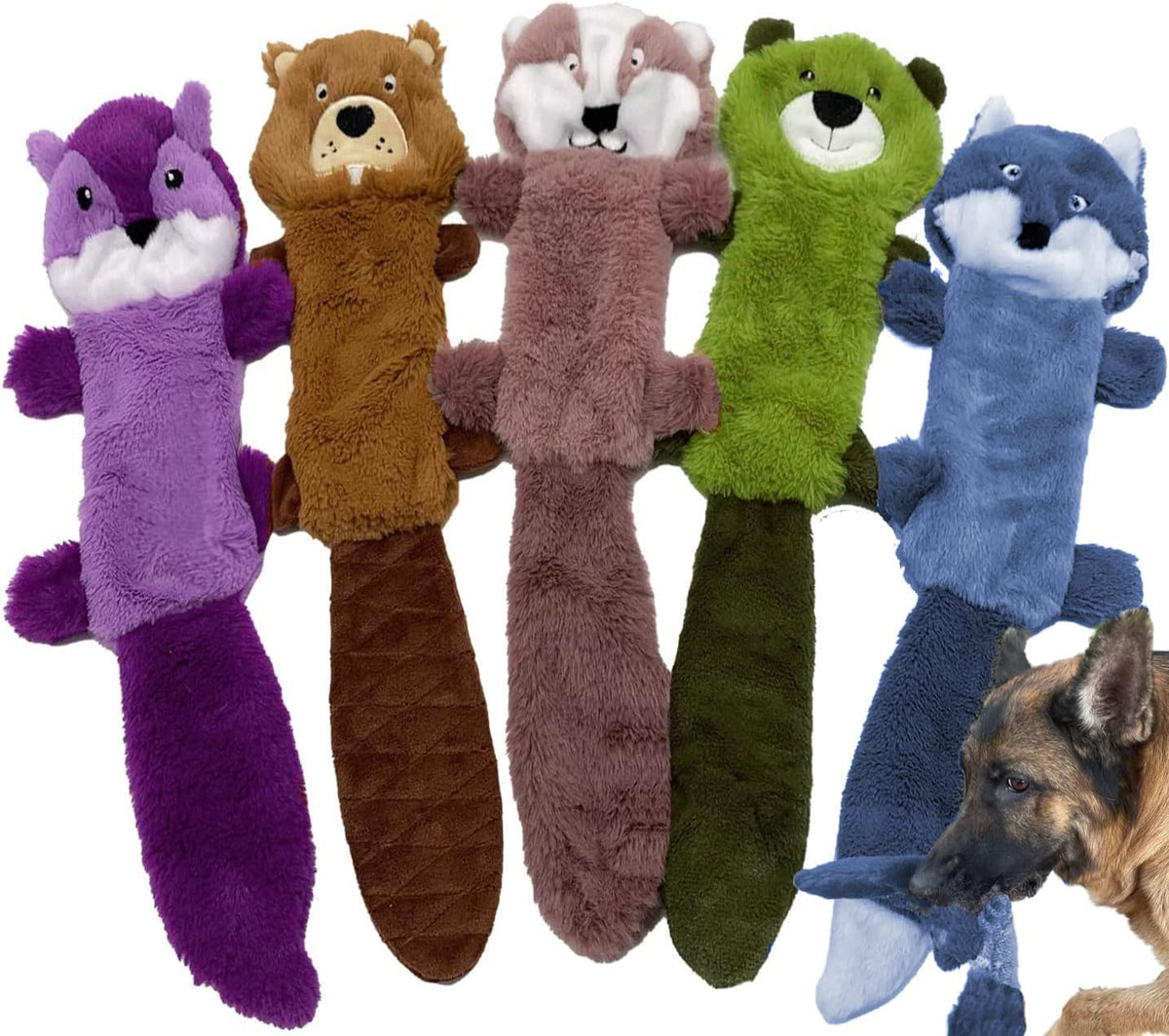 Jalousie 5 Pack Stuffingless Dog Squeaky Toys Dog Toy w/Durable Liner - 5 Pack - Color 1 - Crinkle Paper