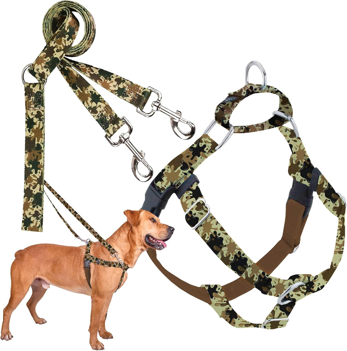 2 Hounds Design Freedom No Pull Dog Harness and Leash, 1" LG - Archie Loves Mud / LG (Chest 28" - 32")