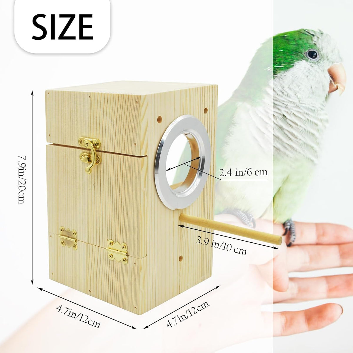 Parakeet Nesting Box Transparent Bird House Bird Nest Box for Cage - Wooden / [M:7.9 x 4.7 x 4.7 lnches] - image 2