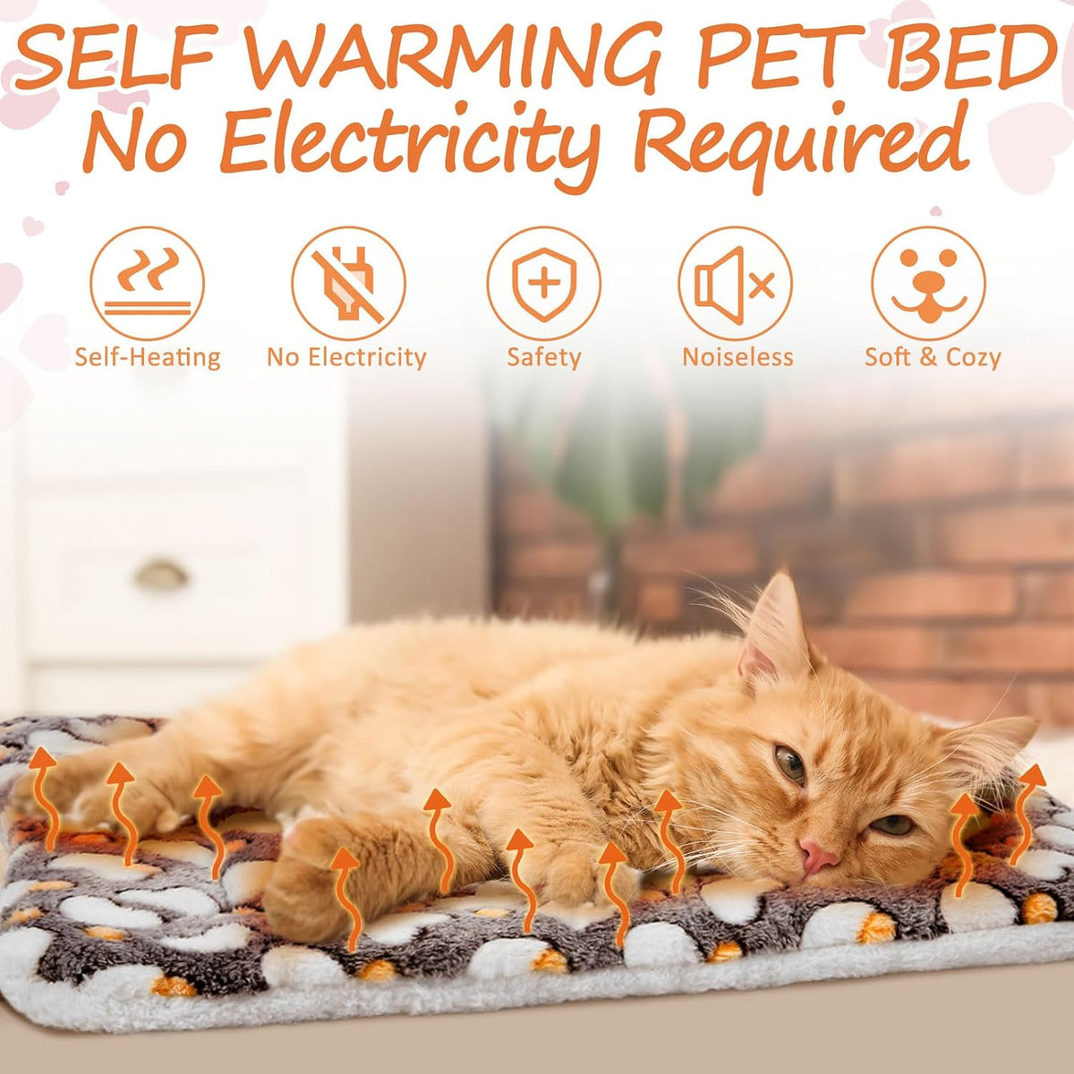 2 Pack Self Warming Cat Dog Bed Pad - Grey / 22'' X 18'' / Hearts - image 3