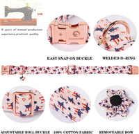 DOGWONG Fall Pumpkin Orange Plaid Dog Collar - B:Star Flag / S - image 3