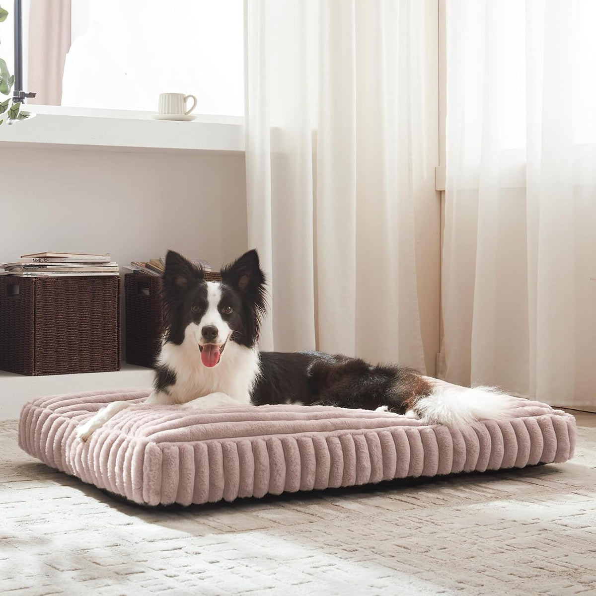 FURTIME Dog Beds Large Sized Dog, Washable Dog Bed for Crate - Pink / L(35"x23"x4") - image 4